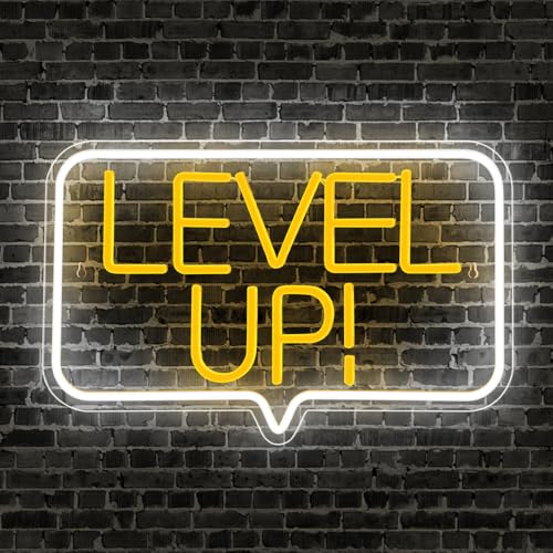 Level Up Neon Sign,Gaming Neon Light for Teens Room Decor, Arcade Games Victory Light Up Signs for Gamer Room Decor,for Teens, Boys, Gamer Gifts(16.73x10.62 inches) - color: C-LevelUp