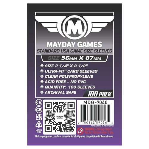 Mayday Games Standard USA Card Sleeves 56x87mm - Purple Label Clear Perfect Fit Card Sleeves and K-Pop Photo Cards, 40 Micron, 100 Per Pack - MDG-7040