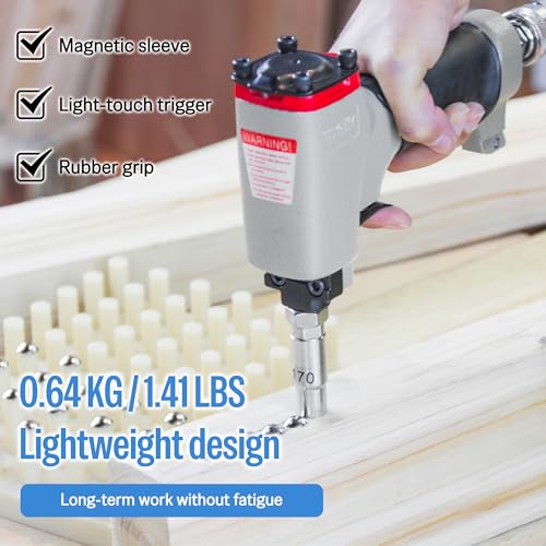 meite 1170 Pneumatic Deco Nail Gun 7/16 Inch (11.7mm) Head Diameter Air Decorative Tack Nailer Pins Nailer for Sofa Leather, Upholstering Furniture