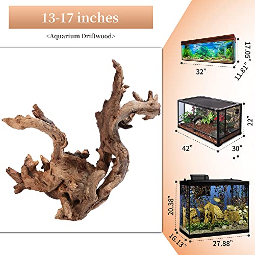 majoywoo Natural Large Driftwood for Aquarium Decor Reptile Decor 13-17" Long, Over 1.3 lbs - size: Mopani Driftwood 13 to 17 Inch (Pack of 1)