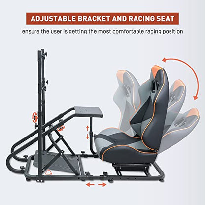 WTRAVEL Racing Simulator Cockpit with Wheel Stand and Racing Seat for All Logitech G920|G25|G27|G29| Thrustmaster | Compatible with Xbox, PS4, PS5, PC Platforms (Black+Gray) - color: Black+gray