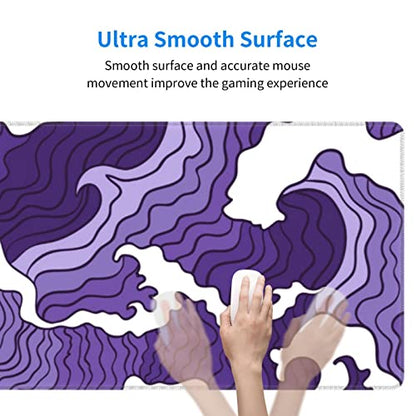 Japanese Purple Wave Large Mouse Pad XL Extended Gaming Mouse Pad Mat Desk Pad with Stitched Edge,Full Desk Mousepad for Office,Computer,Keyboard 31.5 X 11.8 Inch (Japanese Purple White Wave) - color: Japanese Purple White Wave
