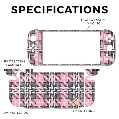 Glossy Glitter Gaming Skin Compatible with Nintendo Switch 2 Console Only - Pink Plaid - Premium 3M Vinyl Protective Wrap Decal Cover - Easy to Apply | Crafted in The USA by MightySkins - color: Pink Plaid, size: Switch 2 Console Skin Only, style: Glossy
