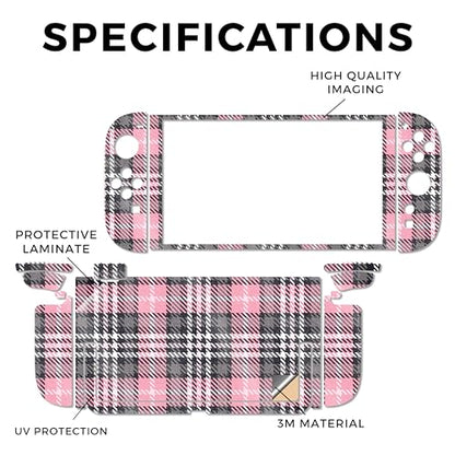 Glossy Glitter Gaming Skin Compatible with Nintendo Switch 2 Console Only - Pink Plaid - Premium 3M Vinyl Protective Wrap Decal Cover - Easy to Apply | Crafted in The USA by MightySkins - color: Pink Plaid, size: Switch 2 Console Skin Only, style: Glossy
