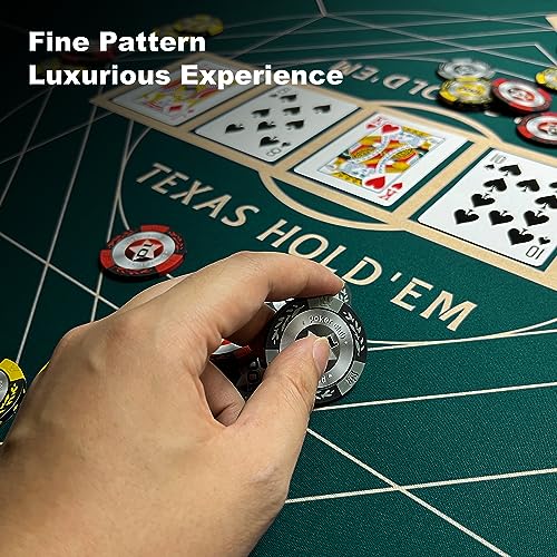YUZPKRSI 47 Inch Round Poker Mat, Neoprene & Rubber, Texas Hold'em Poker Table Top Casino Card Games, Portable, Carrying Bag Included - color: 47 Inch Round Green