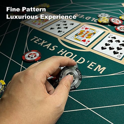 YUZPKRSI 47 Inch Round Poker Mat, Neoprene & Rubber, Texas Hold'em Poker Table Top Casino Card Games, Portable, Carrying Bag Included - color: 47 Inch Round Green