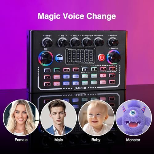 Podcast Equipment Bundle, Studio Equipment Kit with Voice Changer, Condenser Microphone, Mic Arm, OTG, Audio Mixer Sound card for Phone/PC/Laptop, Perfect for Recording Broadcast Streaming Gaming - size: Square Microphone Podcast Bundle