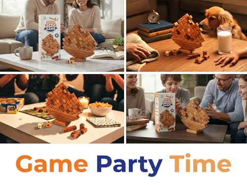 BSIRI Wooden Balance Stacking Tower - Classic Family Game Night for Adults & Seniors Stacker Blocks Table Fun Board Games for Party Balancing Drop Stack Building Block Toys for Gifts Set Towerstack - style: Stacking Balance Tower