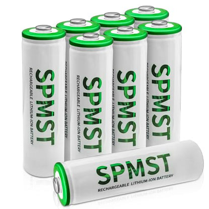AA Rechargeable Batteries, 8 Pack 2800mWh 1.5V Lithium AA Batteries—High Performance Double A Long Lasting Battery for Flashlight, Toys, Remote Control, Alarm System (Rechargeable)