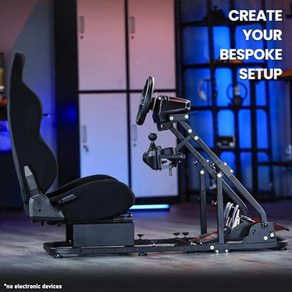 Marada Racing Simulator Cockpit with Black Seat Compatible with Logitech/Thrustmaster G29 G920 G923 T80 T150,Adjustable&Foldable Steering Wheel Stand,Wheel Pedals&Shifter Not Include