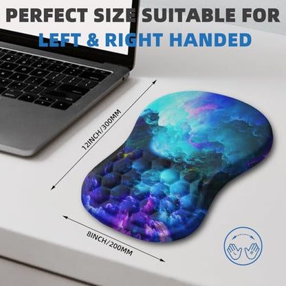 Ergonomic Mouse Pad Wrist Rest | Carpal Tunnel Pain Relief Wrist Support Mousepad with Massage Bulge Memory Foam (Nebula, 11.8x7.9 in) - color: Nebula