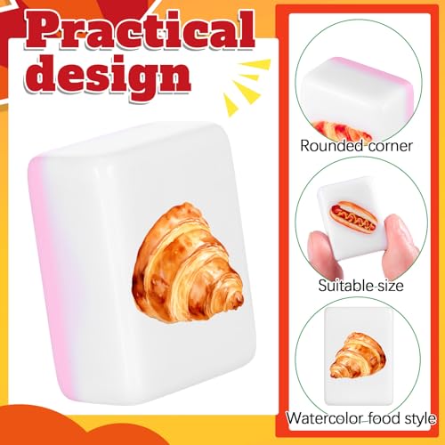 Hollowfly 2 Player Mahjong Block Set with Storage Bags 65 Tiles 30 mm Aesthetic Mahjong Push Tile Game with Food and Drink Pattern No DIY Required for Friend Family Game Night Party Gift - style: Food and Drink