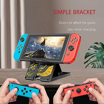 Busjoy Stand for Nintendo Switch, Steam Deck, Switch OLED, Switch Lite, Cute Game Theme Angle Adjustable Holder, Portable Foldable Non-Slip Bracket-Black - color: Black