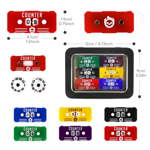6Pcs MTG Life Counter with Metal Box, Twin Digits Health Tracker Life Counter for MTG Magic Card Games Accessories Tabletop RPG D&D CCG TCG Board Games - color: B Color-6pcs