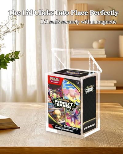 Booster Bundle Acrylic Case for Mega Evolution—Ascended Heroes/Perfect Order/Chaos Rising, N95 Magnetic Lid Clear Display Case, 5mm Thick Ptcg Protector Storage Box (Box Not Included)