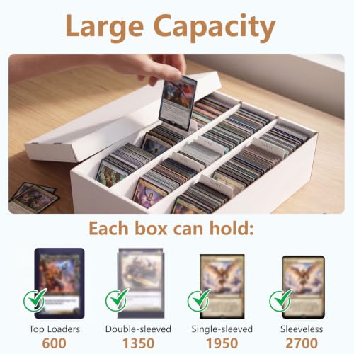 RLAVBL 1 Pack Trading Card Storage Box, Cardboard Card Boxes 2700 Count | with Dividers, for Sports, MTG, TCG, Toploader, 3 Row - size: 1 Pack (3 Row)