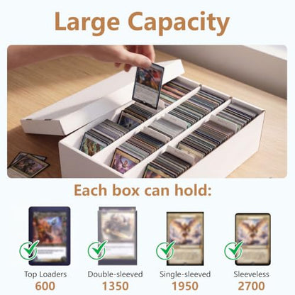 RLAVBL 1 Pack Trading Card Storage Box, Cardboard Card Boxes 2700 Count | with Dividers, for Sports, MTG, TCG, Toploader, 3 Row - size: 1 Pack (3 Row)