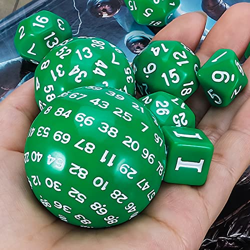 CiaraQ DND Polyhedral Dice Set (15pcs) D4-D100 Game Dice with Dice Bag | Acrylic Role Playing Dice for Dungeons and Dragons MTG Table Games (Green & White) - color: Green & White