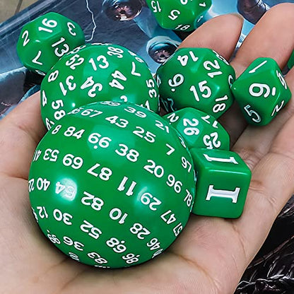 CiaraQ DND Polyhedral Dice Set (15pcs) D4-D100 Game Dice with Dice Bag | Acrylic Role Playing Dice for Dungeons and Dragons MTG Table Games (Green & White) - color: Green & White