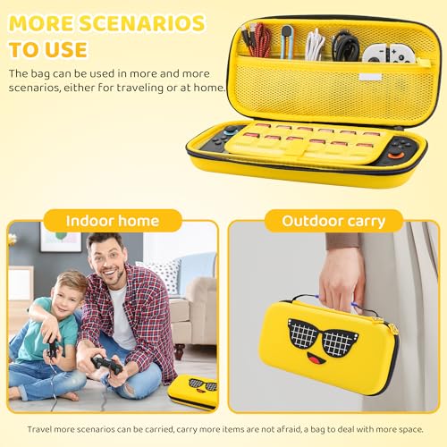 GLDRAM Yellow Travel Carrying Case for Nintendo Switch 2 | Shockproof & Portable Storage Case Hard Shell Single Bag with 12 Game Card Slots - color: Yellow