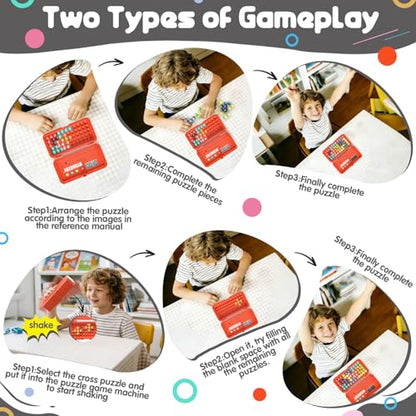 Brain Teaser Puzzles Games for Kids Adults with Timer, 2 Modes Handheld Travel Games, Single Player Mind Challenge Toys, STEM Montessori Educational Gifts for Kids 3+, Teens & Adults (Red) - color: Red