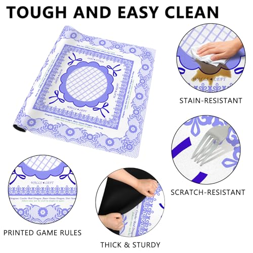 Mahjong Mat with Carrying Bag and 3 Dice, 31.5" X 31.5" Noise Reduction Mahjong Table Cover, Non Slip Gaming Mat for Board Tile Games Poker Card Dominoes, Mahjong Gifts for Women Mahjong Accessories - color: A05