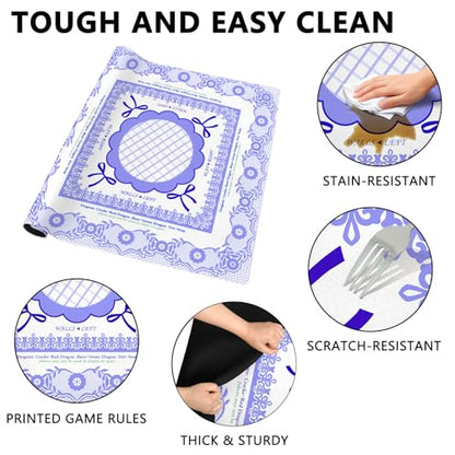 Mahjong Mat with Carrying Bag and 3 Dice, 31.5" X 31.5" Noise Reduction Mahjong Table Cover, Non Slip Gaming Mat for Board Tile Games Poker Card Dominoes, Mahjong Gifts for Women Mahjong Accessories - color: A05