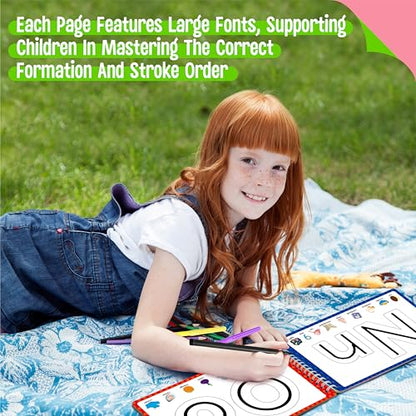 SpriteGru Letter & Number Tracing Pad, 30 Pages Alphabet ABC and 123 Handwriting Book, Reusable & Erasable Pen Control Practice Montessori Autism Educational Fine Motor Toddler Learning Toys - style: Letter & Number