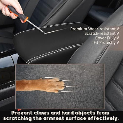 ramuel Center Console Armrest Cover for Ford Edge 2015-2025 | Anti-Scratch ，Non-Slip ，PU Leather ，Easy Install - size: for Edge