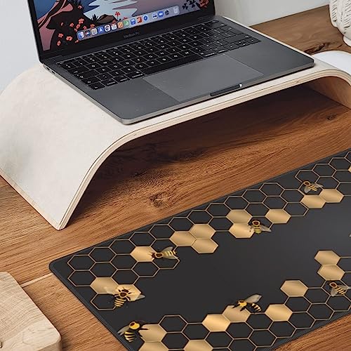 Honeycomb Bee Gaming Mouse Pad Extended Large Mouse Mat 31.5 X 11.8 Inch Nonslip Rubber Base Long Desk Pad Stitched Edges Mousepad Mice Pad for Office Home Game - color: Honeycomb Bee