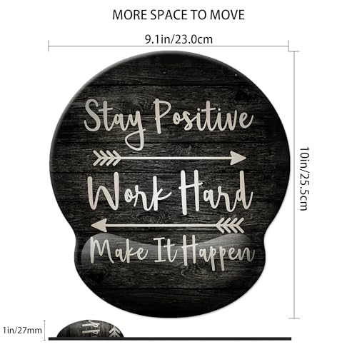 Mouse Pad Wrist Support,Ergonomic Mouse Pad with Wrist Rest,Comfortable Mousepad with Smooth Wrist Rest,Pain Relief Mouse Pads for Non-Slip Base,Computer,Laptop,Office,Home(Black Inspirational Quote) - color: Black Inspirational Quote