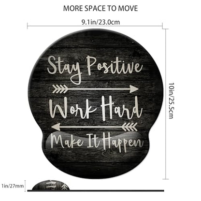 Mouse Pad Wrist Support,Ergonomic Mouse Pad with Wrist Rest,Comfortable Mousepad with Smooth Wrist Rest,Pain Relief Mouse Pads for Non-Slip Base,Computer,Laptop,Office,Home(Black Inspirational Quote) - color: Black Inspirational Quote