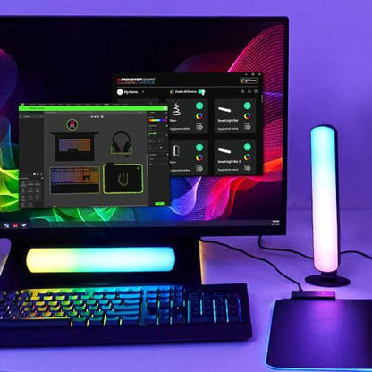 Monster Smart LED Light Bars 2 Pack, RGB+IC Multi-Color Razor Chroma TV & Gaming Wi-Fi Light Bars, Dimmable, Sound Reactive, Multi Position, App & Voice Control, Works with Alexa, Google Home, Siri