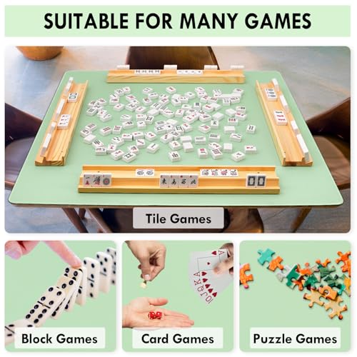 Green 31.5" Crease-Free Non-Slip Noise Reduction Mahjong Mat | American Mahjong Table Cover with Carrying Bag for Poker Card Games Dominoes & Board Games - color: Green