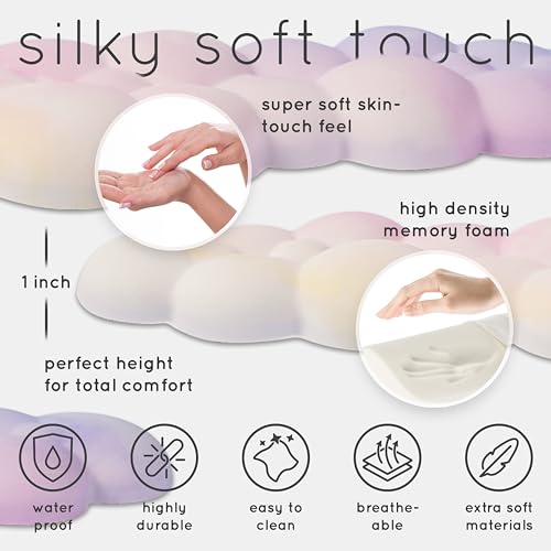 Rainbow Cloud Keyboard Wrist Rest – Create-ables Qloud Rainbow Wrist Rest for Computer Keyboard and Mouse, Ergonomic Memory Foam Wrist Pad with Non-Slip Base, Includes Cloud Mouse Pad - color: 02 Rainbow 1