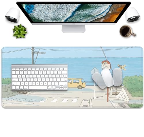 Cute Desk Mat Kawaii Anime Large Gaming Mouse Pad Cartoon Rabbit Desk Pad,Stitched Edges Non-Slip Waterproof Rubber Base Mous Mat for Office,Computer,Keyboard,Laptop and Home Desk Pad(27.5X11.8 in) - color: Cartoon Anime