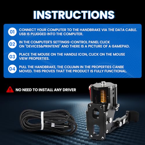 SIMSONN Sim Racing Handbrake 16 Bit PC USB Simulator Handbrake for Racing Games (Black) - color: Black