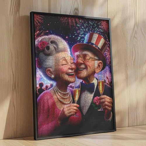 Husband Wife Puzzles 1000 Piece Old Woman and Man Jigsaw Puzzles 1000 Pieces for Couple Adults Intellectual Decompressing Fun Family Game Relaxation Entertainment Activity 19.7 x 27.6 Inch - color: Old Woman-a06