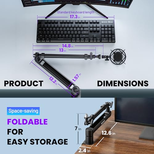 CAHAYA Desk Mount Mic Arm, Low Profile Boom Stand for Streaming, Black | Supports Mics Up to 5.5lb for Podcasting Recording Meetings Compatible with Shure SM7B, BlueYeti, FIFINE, HyperX QuadCast
