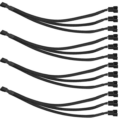 Gebildet 4-Pin PWM Fan Splitter Cable, Sleeved Braided Adapter Computer PC Fan Power Extension Cable 1 to 3 Converter for Computer ATX Case 4-Pin/3-Pin Cooling Fan Cable - style: PWM (1 to 3)