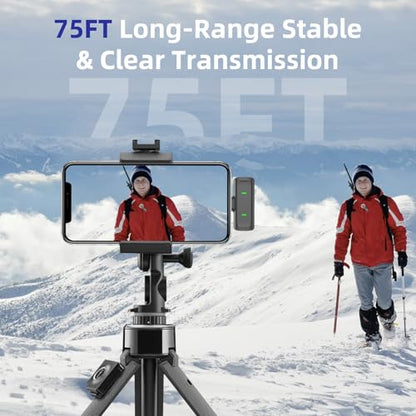 NPTCL Wireless Lavalier Mini Microphone for iPhone Video Recording | Noise Canceling Lapel Lav USB C Mic, LED Digital Charge Display, 35 Hour Charging Case for Vlog Youtube Tiktok Podcast - style: USB-C