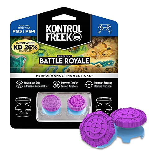 KontrolFreek FPS Freek Battle Royale Performance Thumnbsticks for PlayStation 4 (PS4) and PlayStation 5 (PS5) | 2 High-Rise Convex | Purple - color: Purple