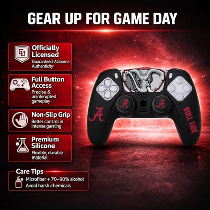 Silicone Gaming Cover Compatible with PS5 Controller - Officially Licensed University of Alabama Crimson Tide Night Design - color: Night-N1