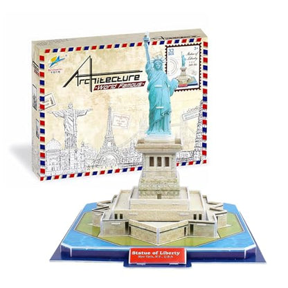 Architecture World Famous of 3D Puzzle.Build Your Own Collection of 17 Global Landmarks (Notre Dame, Colosseum) - Educational DIY Model Kit for Kids & Adults. (Statue of Liberty) - color: Statue of Liberty