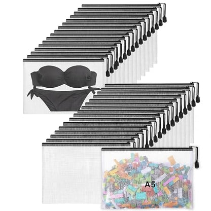 Jetec 32 Pcs Mesh Zipper Bags Bikini Organizer,Black,9 x 7 Inch - color: Black, size: 9 x 7 Inch