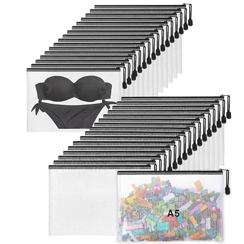 Jetec 32 Pcs Mesh Zipper Bags Bikini Organizer,Black,9 x 7 Inch - color: Black, size: 9 x 7 Inch