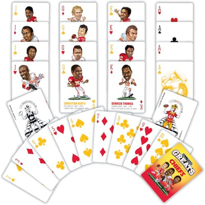 Masterpieces Kansas City Chiefs All-Time Greats Playing Cards, Official NFL Team Deck, Custom Team Designs, 52 Cards & 2 Jokers, Sports Fan Gift, Ages 6+, Raiders Deck Alternative - style: Kansas City Chiefs