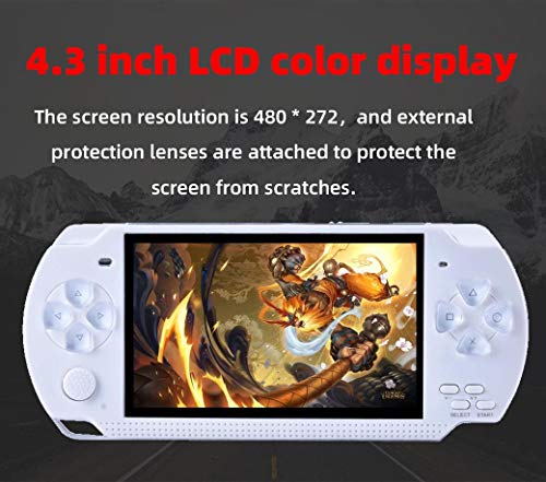 HLF Video Game Console 4.3 inch 8GB Built-in 2000 Retrp Classic Games for Multiple Simulators Game can Save Multiple Progress Video/Music/E-Book Portable Console Gift for Boyfriend/Children(White)