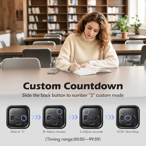 Pomodoro Timer Cube, Productivity Visual Timer Flip, 5/10/30/60 Min Preset Custom Countdown, ADHD Tool Rotating Countdown Stopwatch, Vibrate/High/Low Volume, for Study, Work, Game, Kitchen-Black - color: Black