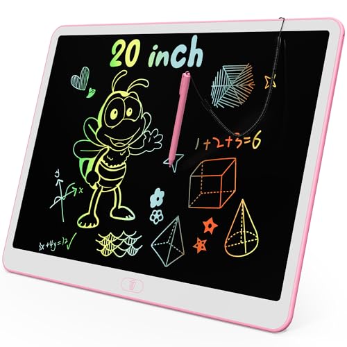 KOKODI LCD Writing Tablet, 20 Inch Colorful Toddler Doodle Board Drawing Tablet, Erasable Reusable Electronic Drawing Pads, Educational and Learning Toy for 3-6 Years Old Boy and Girls(Pink) - color: Pink, size: 20in